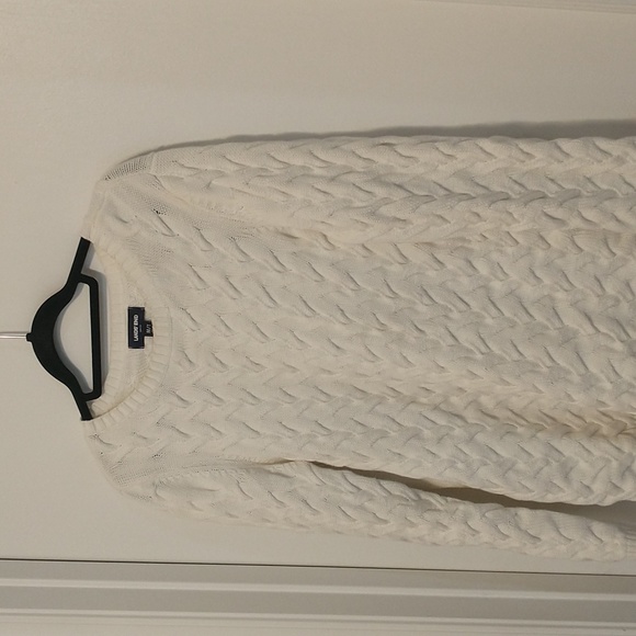 Lands' end cream drifter cable knit sweater MT - Picture 2 of 5